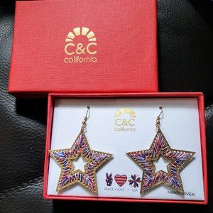 BNWT C&C Peace Love USA earrings